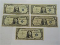 (5) 1935 Silver Cert. Small All for one money