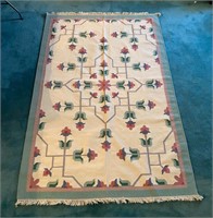 Large Hand Woven Floral Area Rug