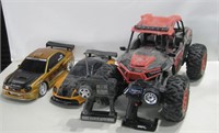 Three RC Cars W/ Controllers Untested See Info