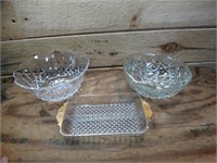 3 Pieces Heavy Cut Crystal Glass Bowls