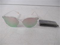 SOJOS Fashion Sunglasses Clear Frame/Pink Mirrored