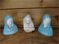 3 Porcelain Mother Mary Figurines