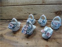 6 Porcelain Flower Baskets