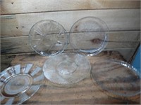 5 Vintage Crystal Glass Serving Plates
