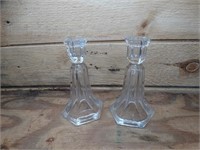 Vintage Crystal Glass Candlestick Holders