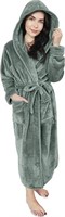 NY Threads Women LG Fleece Hooded Bathrobe - Plush