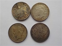 (4) Silver Dollars Each 1885 Morgan,  2-1924,