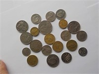 Mixed bag foreign coins 22 in all