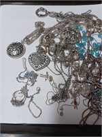 Silvertone Necklace and Ring Lot