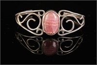 Sterling Silver & Pink Quartz Cuff Bracelet