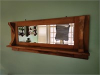 Mission Rustic Style Wall Mirror with Shelf