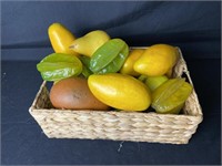 Rustic faux fruit basket— approx 20 pieces