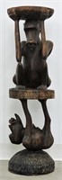 Vintage Hand Carved Wooden Monkey Plant Stand