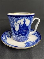 22k Gold Cobalt Mug And Saucer