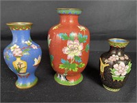 Lot Of Three  Small Cloisonné Vases