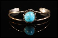 Native American Sterling & Turquoise Cuff Bracelet