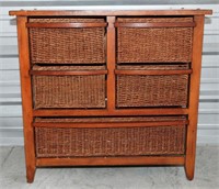 Rustic Wood Storage Cabinet with Basket Drawers