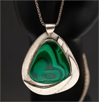 SW Sterling Silver & Malachite Necklace 42.45g