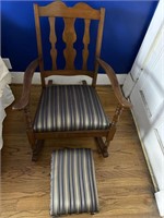 Beautiful, solid wood, rocking chair w/footstool