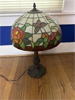 Tiffany inspired Stainglass and bronze table lamp