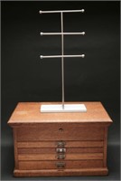 Solid Oak Wood Jewelry Box & Jewelry Stand (2)