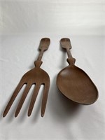 Vintage Painted Metal, decorative Fork & Spoon
