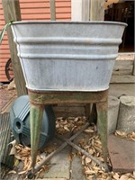 Vintage galvanized tub with stand