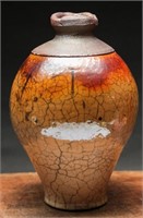 Signed Ivey Re-fired Raku Pottery Vase