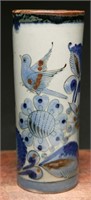 Mexican Pottery Vase with Blue Bird La Paloma