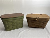 Lot of 2 Wooden  Basket / Purse ( 1 Longaberger)