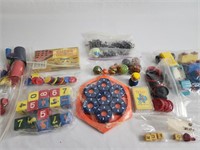 Vintage game pieces and games including Jacks!