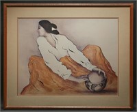 RC Gorman Framed Pottery Keeper Lithograph Signed