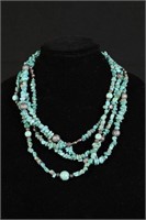 Native American Turquoise Sterling Bead Necklace