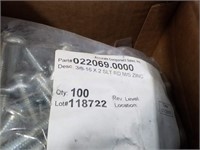 (250) Screw M/S 3/8-16 x 2 RND SLTD ZN