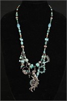 Sterling Silver & Turquoise Parrot Charm Necklace