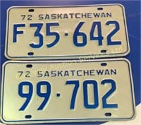 2 1974 Saskatchewan license plates