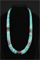 Native American Sterling Turquoise Trade Necklace