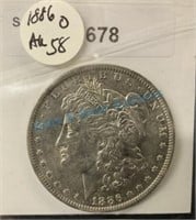 1886 New Orleans Morgan, silver dollar AU 58