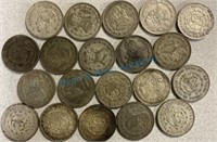 Mexican, silver peso coins