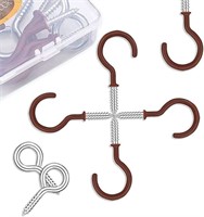 Screw Hooks, 2.8 Inches Brown Coated Ceiling Hooks