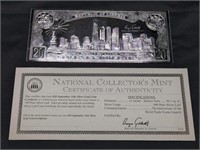 $20 September 11th Silver Leaf Coin Certificate