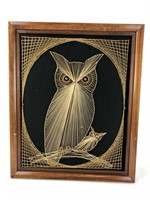 Mid-Century Modern Framed Owl String Art