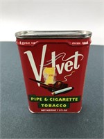 Vintage Velvet Pipe & Cigarette Tobacco Tin