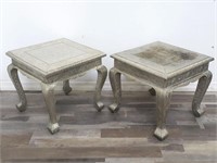 Pair of Indian tin laminated wooden end tables