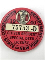 1940 New York Deer License Pin