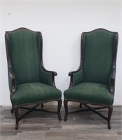 Pair of vintage high back chairs