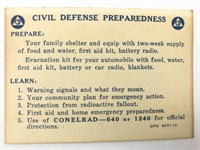 1950s Cold War Civil Defense Preparedness Card