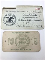 Early 1900s NRA Membership Cards