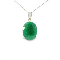 GIA Appraised 21.67 CT Emerald Pendant SS
