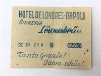 Vtg Hotel De Londres Napoli Ticket